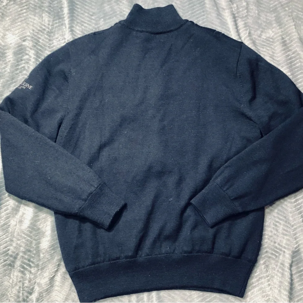 Mens Kartel Wool Blend Windbreaker 1/4 Zip Golf Sweater Pullover Navy Large‎